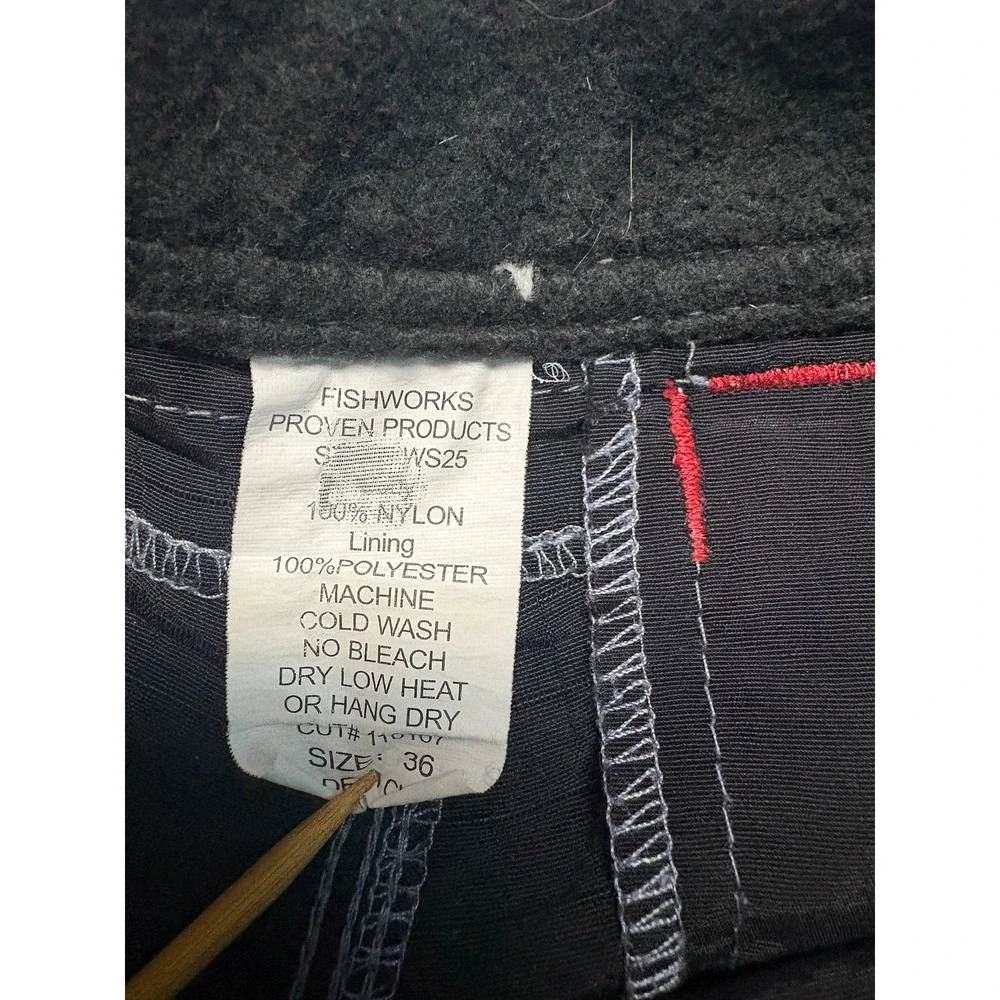Fishworks Board Shorts 36 Black Ripstop Nylon Embroidered Fishing Cargo Shorts